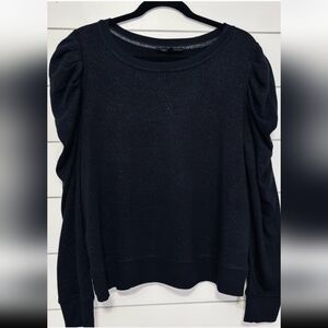 Black Crew Neck Sweater with Voluminous Sleeves